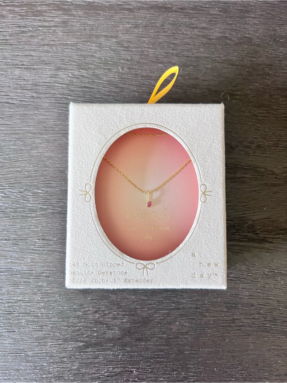 a new day Gold-Plated Necklace with Pink Stone Pendant
